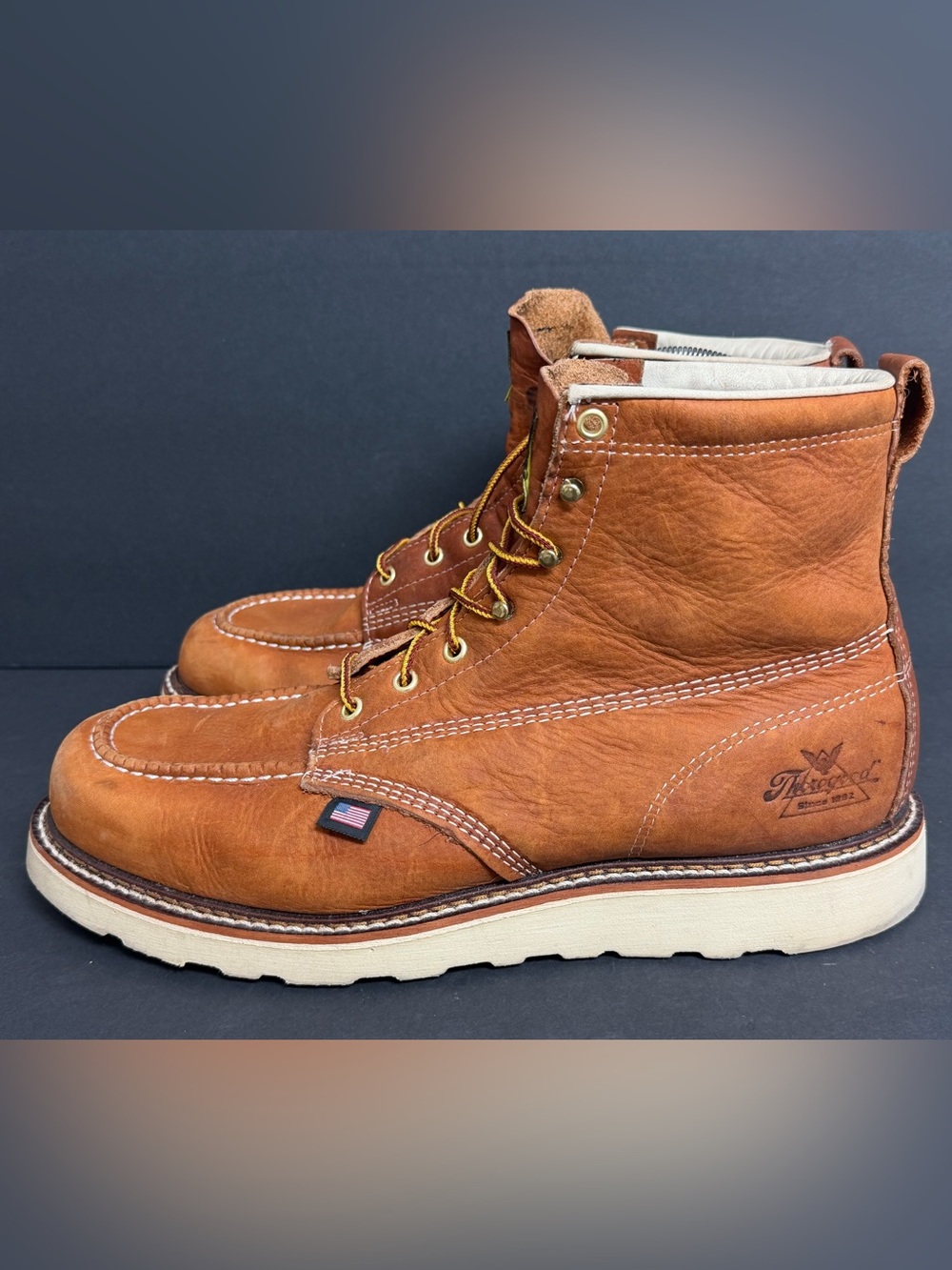 Thorogood 814-4200 Men's 6" Leather Moc Soft Toe Work Boots Brown Sz 12 2E